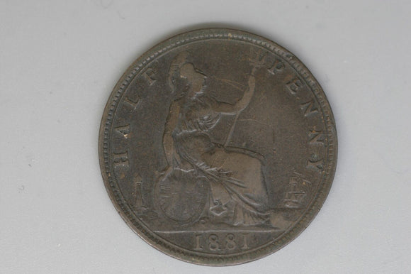 1881 - Half Penny - UK - Great Britain - aVF