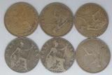 Half Penny * 6 - UK - Great Britain - KGV - 1920, '23, '25, '27, '30, '36