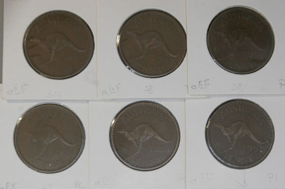 1951 - PL - Australia Penny * 6 - aEF- Bulk