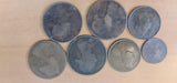 Farthing, Half Penny & Pennies - 7 Coins - UK - Great Britain - Victoria - Young