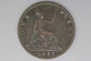 1889 - Penny - UK - Great Britain - gF / Corrosion