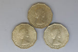 UK - Great Britain - Three pence * 3 - QEII - 1966 * 2, 1967 - EF / gEF