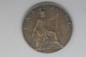 1917 - Farthing - UK - Great Britain - EF