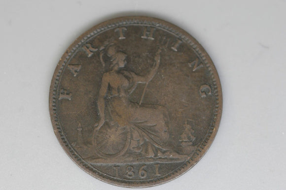 1861 - Farthing - UK - Great Britain - aVF