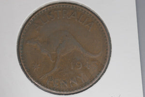 1943 - Y. - Australia Penny - Heavy Diecrack Rim to '3' to Rim - gF