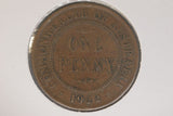 1922 - I - Australia Penny - India Mint - Diecrack 'IMP' aF / Spot Verdigris