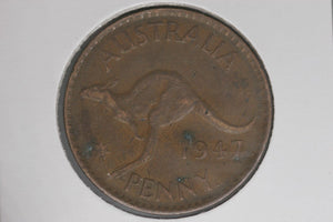 1947 - Y. - Australia Penny - VF / Problem Coin