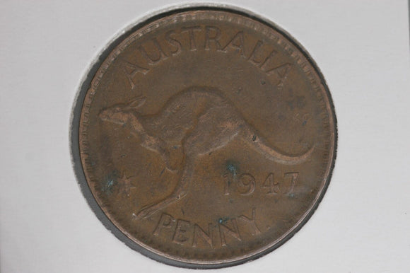 1947 - Y. - Australia Penny - VF / Problem Coin