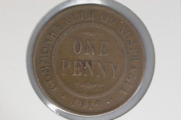 1919 - Australia Penny - One Dot - 'DG BRITT' Doubled - aF