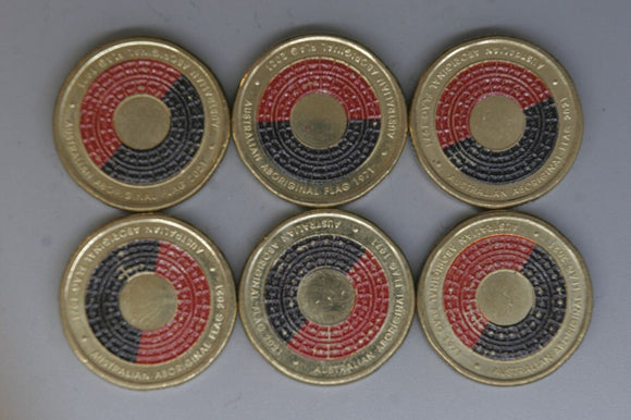 2021 - Australia - 2 Dollar Coins * 6 - Aboriginal Flag - EF / gEF - Bulk