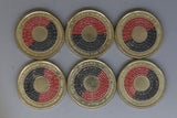 2021 - Australia - 2 Dollar Coins * 6 - Aboriginal Flag - EF / gEF - Bulk