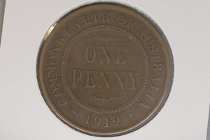 1919 - Australia Penny - No Dot - Diecracks thru Date & 'COMMON' - VG