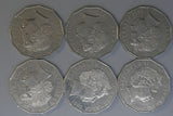 2001 - Australia - 50 Cent Coins * 6 - Centenary of Federation - WA - gVF / EF