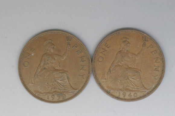 Penny * 2 - UK - Great Britain - KGVI - 1939, 1940 - gVF