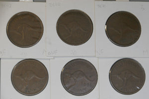 1951 - M - Australia Penny * 6 -gF to VF - Bulk