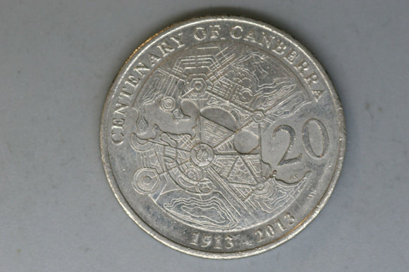 2013 - Australia 20 Cent Coin - Centenary of Canberra - gVF