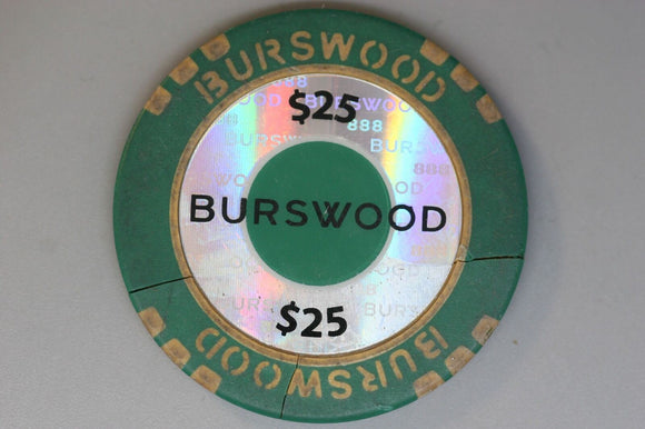 $25 Burswood Casino Gaming Chip - Damaged - 1990's