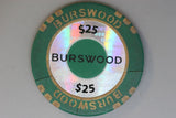 $25 Burswood Casino Gaming Chip - Damaged - 1990's