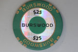 $25 Burswood Casino Gaming Chip - Damaged - 1990's