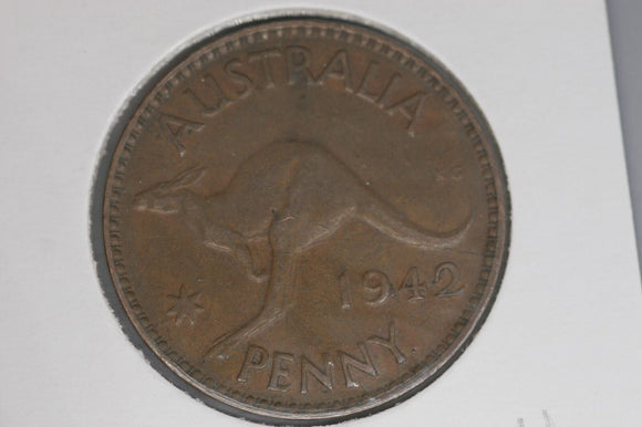 1942 - Y. - Australia Penny - Diecracks Rim thru Star & Rim thru Tail - gF