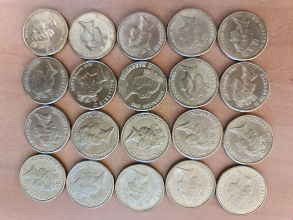 1985 - Australia - 1 Dollar Coins * 20 - Mob of Roos - EF