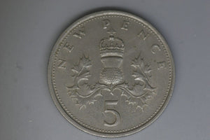 1970 - UK - Great Britain - Five Pence Coin - F