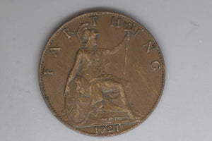 1921 - Farthing - UK - Great Britain - VF