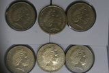 2014 - Australia - 1 Dollar Coins * 6 - ANZAC - EF / gEF - Bulk