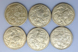 1984 - Australia 1 Dollar Coins * 6 - Mob of Roos - Bulk - EF