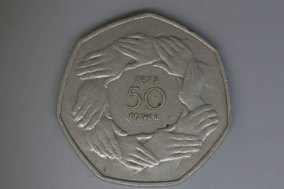 1973 - UK - Great Britain - Fifty Pence Coin - Linked Hands - aVF