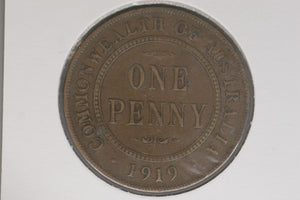 1919 - Australia Penny - One Dot - gF / Verdigris