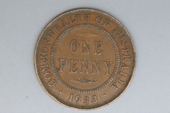 1933 - Australian Penny - Overdate - F