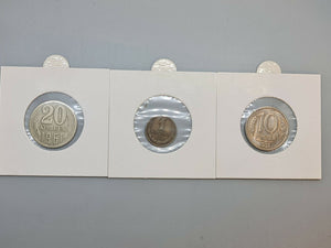 CCCP - 1961 20 Kopeck, 1984 1K & Russia - 1992 10 Kopeck Coins