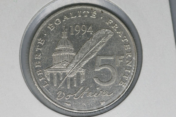 1994 - France - 5 Franc Coin - Voltaire - gVF