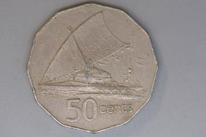 1976 - Fiji - 50 Cent Coin -Outrigger - VF