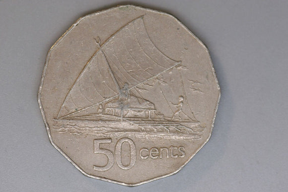 1976 - Fiji - 50 Cent Coin -Outrigger - VF