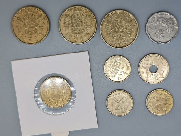 Spain - Peseta - 9 coins from 1980s - 2000s