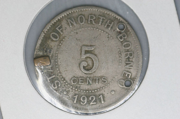 1921 - North Borneo - 5 Cent Coin - VG