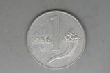 1956 - Italy - 1 Lira - - Diecrack Rim to 'L' - VF