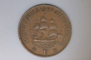 1937 - South Africa - 1 Penny - gF