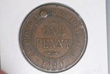 1924 - L - Australian Penny - aEF / Problem - Holed