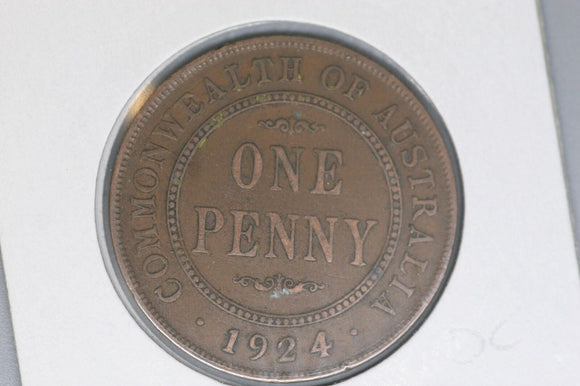 1924 - L - Australian Penny - Diecrack 'OMMONWE' - gVG