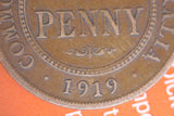 1919 - Australia Penny - One Dot - Diecracks most of Reverse & 'IND' - aF