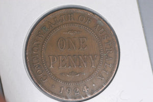 1924 - L - Australian Penny - Diecrack 'REX F D' - F / Verdigris