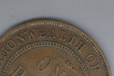 1923 - Australian Penny - Diecrack 'NWEALTH OF' - F