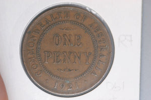 1921 - I - Australian Penny - Most of Obverse Doubled (R7) - aF / Verdigris