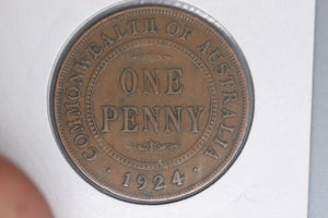 1924 - L - Australian Penny - Diecrack 'REX F D' - gVG / Verdigris