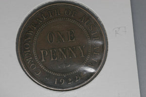 1922 - L - Australian Penny - Sydney Mint - Flat Reverse Side Lettering - VG