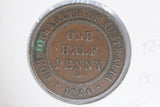 1924 - Australia Halfpenny - Diecrack Rim to Bust to Rim - (R7) - VF / Verdigris