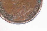 1924 - Australia Halfpenny - Diecrack Rim to Bust to Rim - (R7) - VF / Verdigris